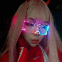 LED Luminous Sunglasses Vintage Punk Goggles Men Women Fashion Party Christmas Colorful Light Up Glasses Plastic Shades Uv400 3034