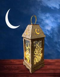 Ramadan Decorative Lantern Wooden Lantern With LED No Battery LED Lights Festival Lantern Happy Eid 2021 Lights Decoration Y02195704796
