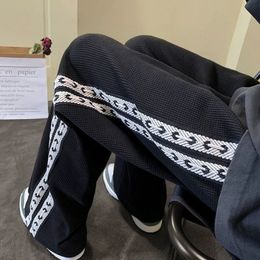 Wide Leg Straight Sweatpants for Men Hip-hop Elastic Summer Sport Trousers Casual Athletic Harajuku Fashion Y2k Male Sweat Pants 240430