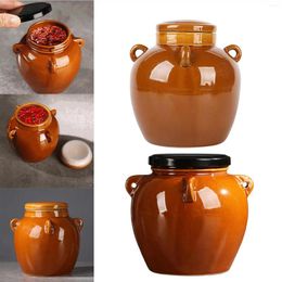 Storage Bottles Ceramic Pot With Lid Handles Sealed Fittings For Pickels Dining Cooking