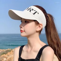 Ball Caps Women Sports Letters Baseball Cap Top Air Solid Colour Spring Summer Elastic Knitted Hat Shade Sport Hats For Female
