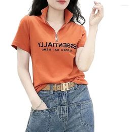 Women's Polos Polo Neck Shirt For Women Baggy Graphic Plain Woman T Clothing Sales Y2k Fashion Synthetic Youthful Elegant Korean Style