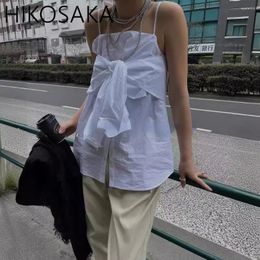 Women's Blouses Japanese Simple Vintage Fashion Off Shoulder Shirts Loose Bow Lace-up Camisole Blouse 2024 Summer Elegant Blusas Mujer