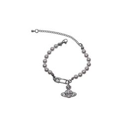 Designer Westwood Pearl Bracelet Womens High Grade Exquisite Full Diamond Design Zircon Hpiece