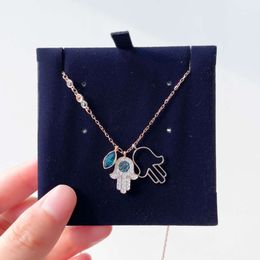 sister neckless for woman Swarovskis Jewellery Matching Version of Devils Eye Lucky Palm Necklace Female Swarov Hamzas Hand Clavicle Chain