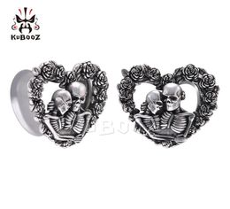 KUBOOZ Stainless Steel Skull Rose Heartshaped Ear Plugs Tunnels Body Jewellery Piercing Earring Gauges Stretchers Expanders 825mm 3191769