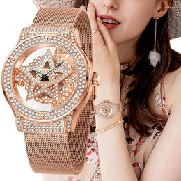 Wristwatches LIGE Diamond Women Watches Rose Gold Watch Ladies Waterproof Luxury Creative Hollow Clock Woman Bracelet Relogios Feminino