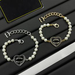 Classic Bracelets Women Letter Titanium steel Bangle 18K Gold Plated Crystal Flower Beads Lovers Gift Wristband Cuff Chain Designer Jewelry