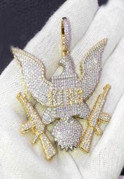 Hip Hop New Design Iced Out Micro Paved CZ Bling King Eagle Pendant Necklace for Men Boy Punks Styles Jewellery Whole5833759