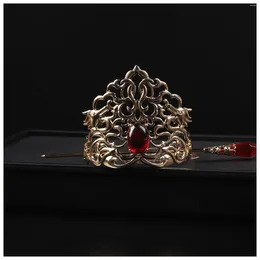 Hair Clips Chinese Hanfu Crown Vintage Metal Headdress With Hairpin For Han Clothes Dress Matching