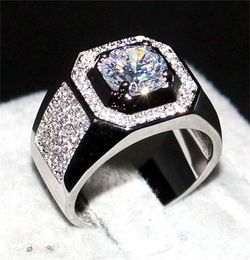 luxury Men 10KT WHITE Gold FILLED Rings finger jewelry Eternal 66mm 12ct Diamond Zircon Cocktail Wedding ring For Men Boys Sz 73410819