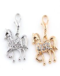 20x23mm GoldSilver Colour 20PCSlot Rhinestones Horse Pendant Charm DIY Hang Accessory Fit For Floating Locket Jewelrys8883483