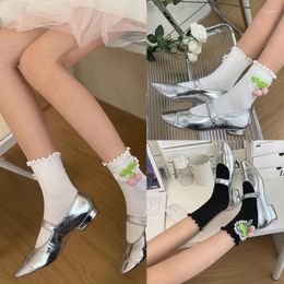 Women Socks Womens Fashion Spring Summer White Ruffle Girls Breathable