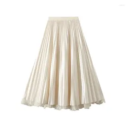Skirts Wearing A High-end Flowing Gauze Skirt On Both Sides Women's High Waisted Pearl A-line Irregular
