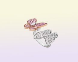 Fashion Crystal Butterfly Rings For Women Girls Original Stackable Charm Ring Fit Couple Family Friend Party Jewelry296b8651960