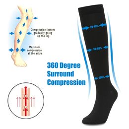 3/6/7 Pairs Compression Socks Men Women Running Sports Varicose Vein Edoema Knee High 30 MmHg Leg Support Stretch Stocking 240428