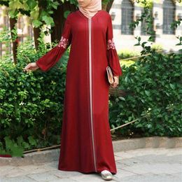 Ethnic Clothing Maxi Abaya Dresses Vintage Islamic Dress Floral Printed Long Solid Women Muslim Kaftan Clothes 2024 Arrival