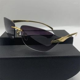 Sunglasses Summer Tapered Retro Curved Borderless For Women Brand Designer Women's Steampunk Trendy Product UV400