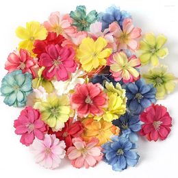 Decorative Flowers 20Pcs Artificial Silk Daisy Head Mini Home Wedding Wreaths Diy Gifts Box Arrangement Accessories