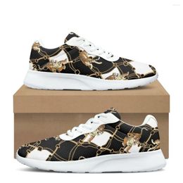 Casual Shoes Baroque Iron Chain Rhombus Print Women's Air Mesh Designe Sneakers Stablize Lace-Up Running Flats For Outdoor Gym Teen Sneaker