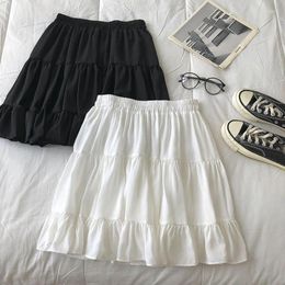 Skirts Nighpha Chiffon Mini Skirt For Women Summer Elastic Waist Versatile Patchwork A-line Black White Student Girls