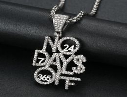 Men Hiphop Iced out No Day OFF Letter pendant necklaces pave setting zircon Fashion Hip hop pendants necklace Jewellery gift281L96517422449