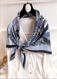 Satin Scarf For Hair Female Silk Head Scarves For Ladies Hand Rolled Scarf 90 Foulard LuxequotJungle Love quot7389789
