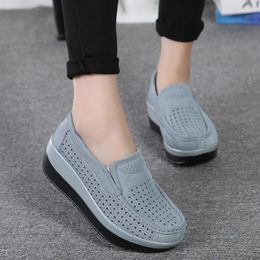 Casual Shoes Platform Sport For Women 2024 Flats Sneakers Suede Leather Slip On Heels Creepers Moccasins Comfort Wedge