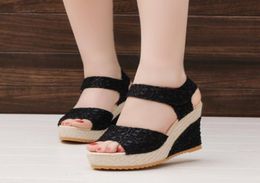 Women039s Sandals wasserdichte Plattform im Sommer des koreanischen Absatzes Hang Fisch Mundmody atmungsaktive Spitzenschuhe5453999