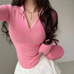 Women's Polos T-shirts Slim Plain Coquette Clothes Polo Sexy Casual Tops Female Tee Sales Offer Trend 2024 Clothing