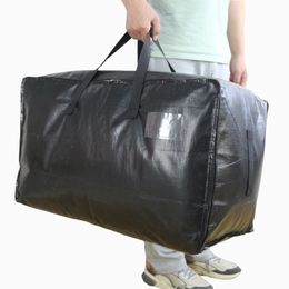 Extra Large Moving Boxes with Zipper, Carrying Handles for Space Saving-Totes for Storage, Camping Travel,Black 3115