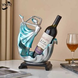 Decorative Objects Figurines Nordic Creative Dancing Girl Red Wine Rack Bar Accessories Wine Holder Animal Sculpture Figurine Home Decor Gift T240505