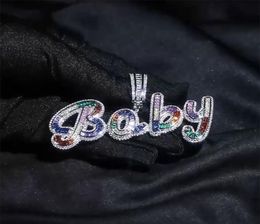 Custom Name A Z Zircon Baguette Letters Pendant Necklace For Men Women Gifts Cubic Zirconia Necklace Hip Hop Jewelry7687628