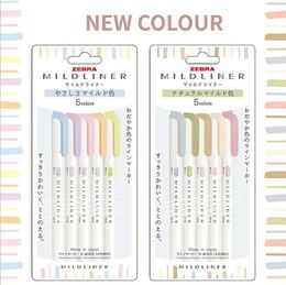 5pc/set WKT7 5color Double Tip Highlighter Twin Tip Markers Student Stationery Marker Pen School Supplies 240425