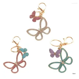 Keychains Elegant Butterfly Keychain Colorful Key Charm Sparkling Rhinestones Keyring Handbag Decoration For Women Girl