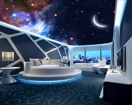 Custom any size po Dreamy starry moon 3d ceilings 3d ceiling moon murals wallpaper6595803