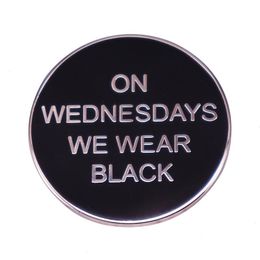 On Wednesdays we wear black round letter Brooch 90s horror film inspiration Badge