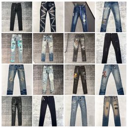 Luxurys AM Designers Jeans Distressed France Fashion Pierre Straight Men's Biker Hole Stretch Denim Pants Casual Jean Men Skinny Pants Elasticit Euramerican Jeans