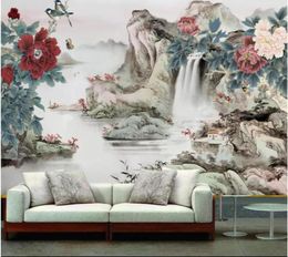 WDBHG custom po mural 3d wallpaper Ink Peony Flower Chinese Painting living room home decor 3d wall murals wallpaper for walls 1703600920