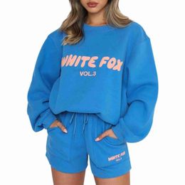 Women's Tracksuits White Hoodie Fox Luxury Designer Tracksuit Shorts Long Whites Sleeved Foxx Two 2 Piece Women Coture Pullover Hoodeds Casual Sweatshirt9arf