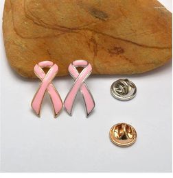 Brooches MZC Scarf Shape Breast Cancer Pins Pink Enamel Jewellery Broach Fashion Accessories For Women Wedding Dress