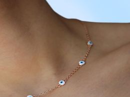 enamel white evil eye round dots charm link chain rose gold Colour lucky turkish evil eye women elegance fashion Jewellery chain neck2160738