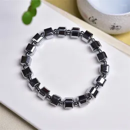 Link Bracelets 8MM Natural Hematite Cube Bracelet String Charms Strand Exquisite Jewellery Gift Healing Crystal Energy 1pcs