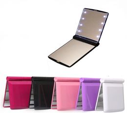 Cosmetic Led Makeup Mirror Lamp Square Vanity Lighted Makeup Mirrors Hand Hold Looking Glass Portable Foldable Flat 8md C21387325