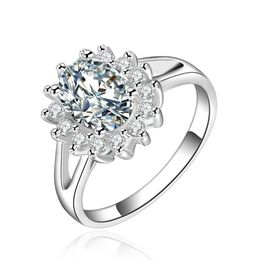Cluster Rings Wholesale 925 Sterling Silver beautiful crystal valentine gift Ring wedding Jewellery elegant for women stone factory price H240504