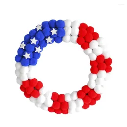 Decorative Flowers Usa Themed Garland Patriotic Flag Independence Day Wreath Stars Decoration For Front Door Wall July 4th Theme Blue