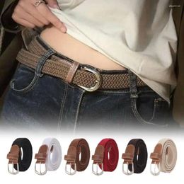 Belts 120-130cm Casual Knitted Pin Buckle Men Belt Woven Canvas Elastic Expandable Braided Stretch For Women Jeans Female B L3Z3