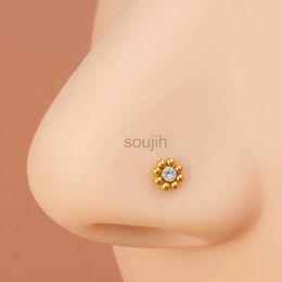 Body Arts 1pc Beads Screw Nose Stud Silvery Golden Stainless Steel Nose Rings for Women Men Piercing Jewelry 20G d240503