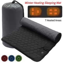 Mat Multifunctional Electric Heated Mats 7 Zone Areas 3Level Adjustable Sleeping Mattress Foldable Portable Outdoor Camp Supplies