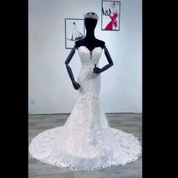 Sleeves Classic Mermaid Lace Wedding Dresses Sweetheart Applicants Button Tulle Court Backless Custom Made Plus Size Bridal Gown Vestidos De Novia